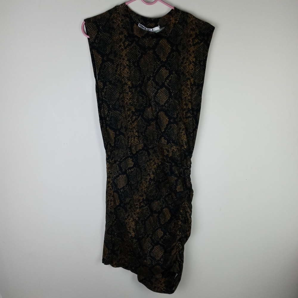 Pam & Gela Viper Muscle Shirred Dress Size S